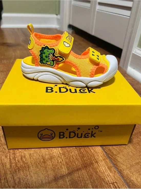 Kids' Yellow Dino Velcro-Strap Sandals