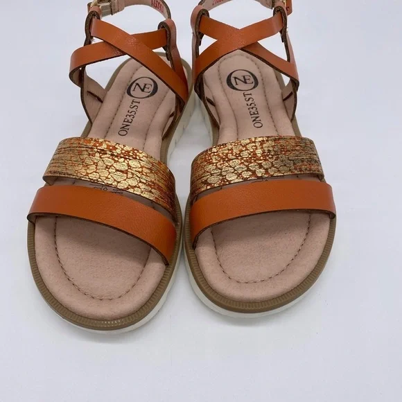 ONE35st.  Ankle Strap Sandals Orange / Glide Color. Size 31 EU 13 USA