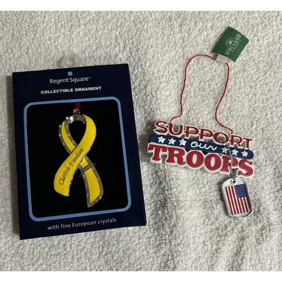 ORNAMENT MILITARY US ARMED FORCES SERVICE‎ ARMY CHRISTMAS NEW YELLOW RIBBON