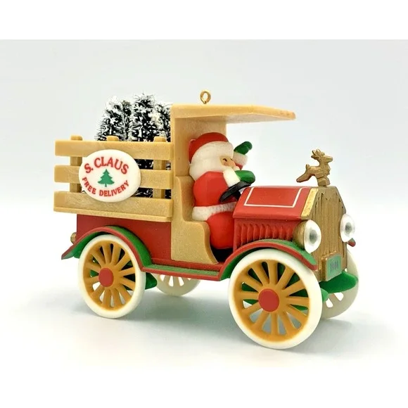 VGT 1984 'S.‎ Claus Free Delivery' Santa Hallmark Ornament Trees Truck No Box