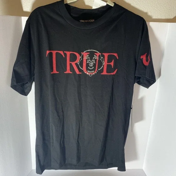 NWT TRUE RELIGION MSRP $59.00 MEN BLACK CREW NECK SHORT SLEEVE T-SHIRT SIZE‎ L