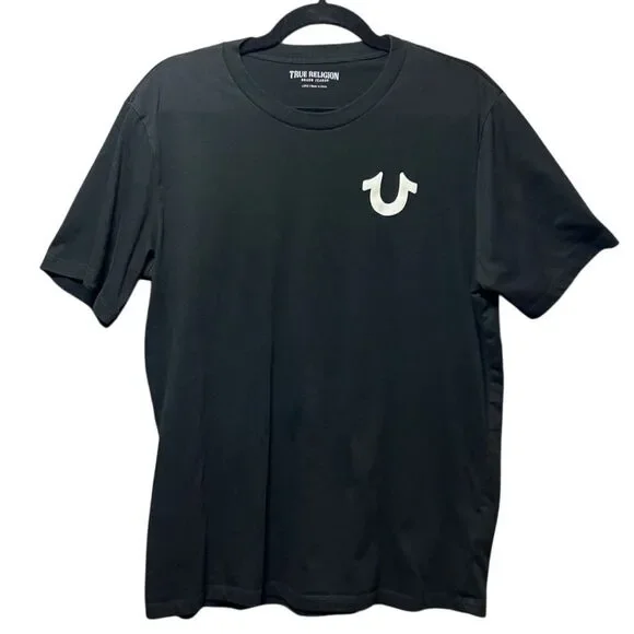 True Religion T Shirt Black Large Cotton Basic Logo Graphic‎ Casual Streetwear