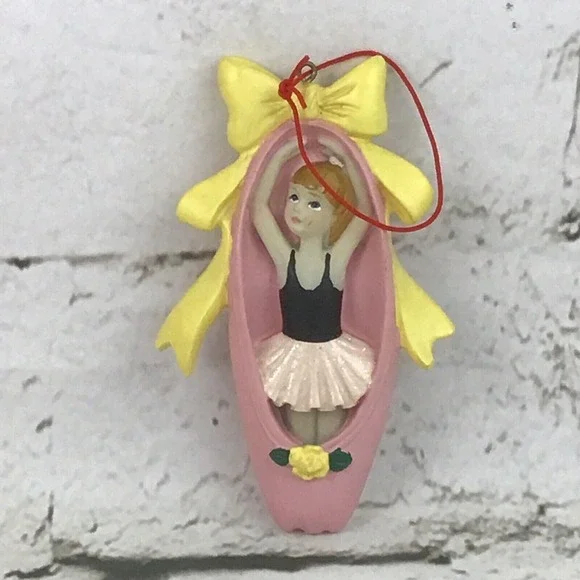 Vintage Ballet Slipper Ballerina Little Girl Dancing Christmas Ceramic Ornament
