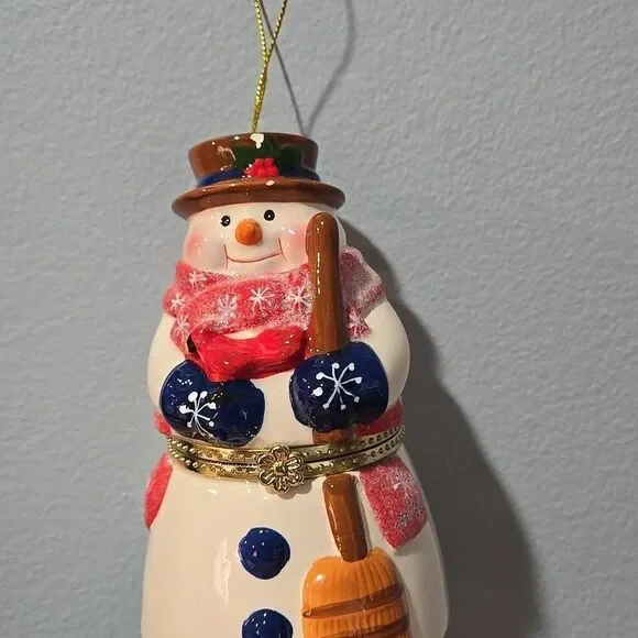 Mr. CHRISTMAS Snowman trinket jewelry  box ornament music box Deck The Halls