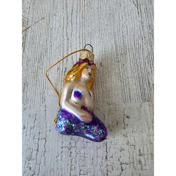 Vintage mini glass‎ mermaid not a call ornament Xmas tree