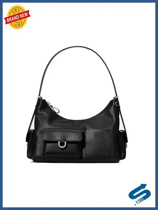 Y2K Cargo Slouchy Shoulder Bag Multi Pocket PU Utility Tote Handbag Adjustable