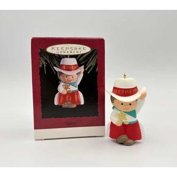 1993 Hallmark Keepsake Ornament Nephew Cowboy Sheriff Western Christmas Vintage