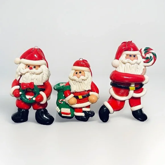 Vintage Christmas Tree Ornament Salt Dough Santa