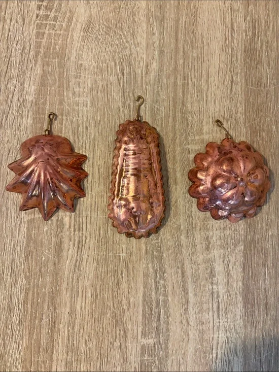 Vintage Copper Holiday Hanging Molds - Set of 3