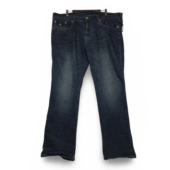 True Religion Ricky Jeans Mens 40 Relaxed Straight Stretch Flap Pocket Dark Wash