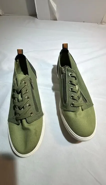 Cat & Jack Green Canvas Sneakers with Side Zipper Sz 5