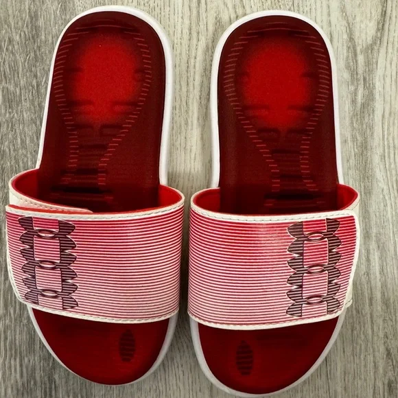 Under Armour Red and White Sandals for Casual Comfort