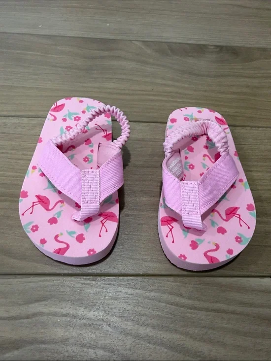 Pink Flamingo Print Toddler Flip Flops