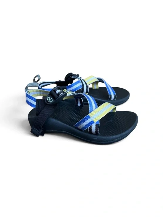 Chaco Kids Sandals in Black with Blue & Yellow Straps Sz 2