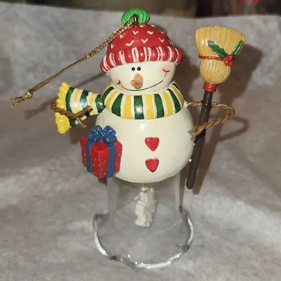 Snowman Snowflake Bell Christmas Ornament