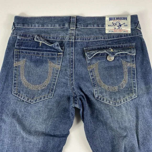 True Religion Jeans Mens 38x34 Ricky Super T Flap Pockets‎ Seat 40 Rivets