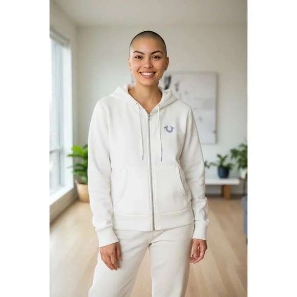 True Religion‎ World Tour White Zip-up Hoodie Size M NWT