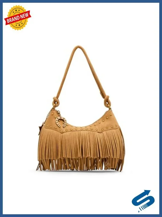 Faux Leather Fringe Shoulder Bag with Crossbody Strap