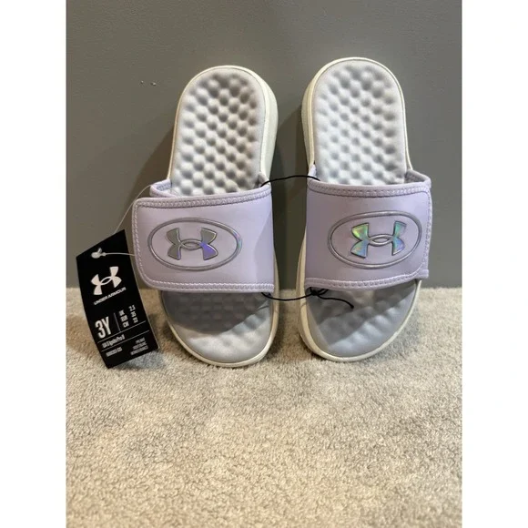 Violet Youth Size 3Y Under Armour Adjustable Slides (G Ignite Pro 8)