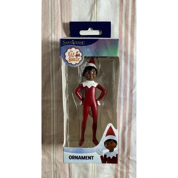 Elf on the Shelf Ornament Santaverse Girl Dark Skin Brown Eyes Red Ruz F339273