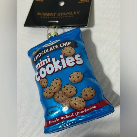 ROBERT STANLEY Christmas Ornament Blown Glass Mini Chocolate Chip Cookies NEW