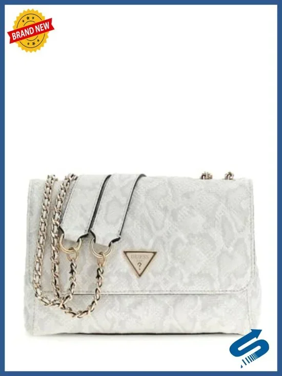 GUESS Crossbody Bag Convertible Woven Chain Strap Quilted Satchel
