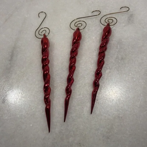 37 CHRISTMAS ORNAMENTS,RED ICICLES, 5