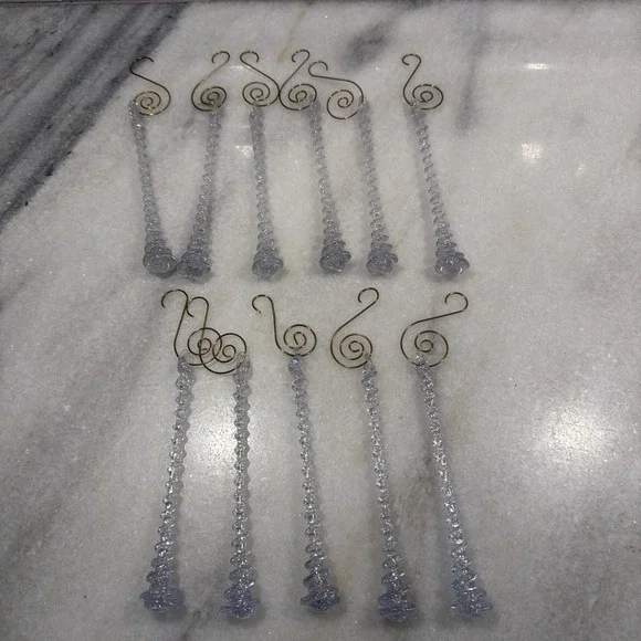 Icicle Ornaments Clear Plastic 5 Inches Long Set of 11 With Gold Ornate Hooks 1