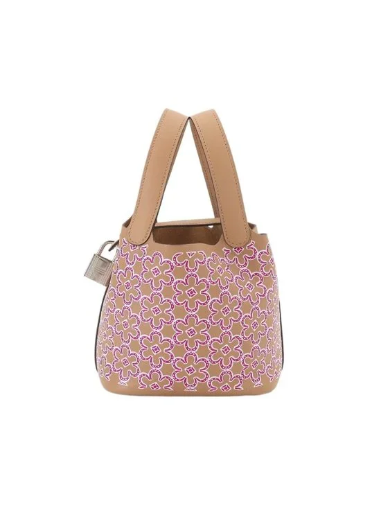 Hermes Picotin Lock Micro Lucky Daisy Hand Bag Swift Chai Rose Blanc