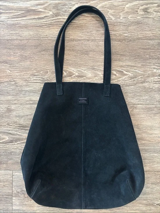 TOMS Black Cosmopolitan Soft Suede Slouchy Tote Shoulder Bag with Trees