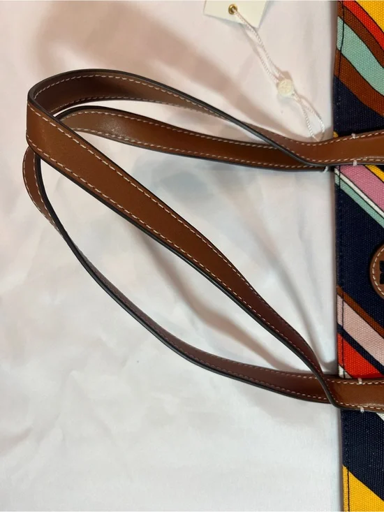 Tory Burch NWT Medley Stripe Canvas Tote Bag Multi