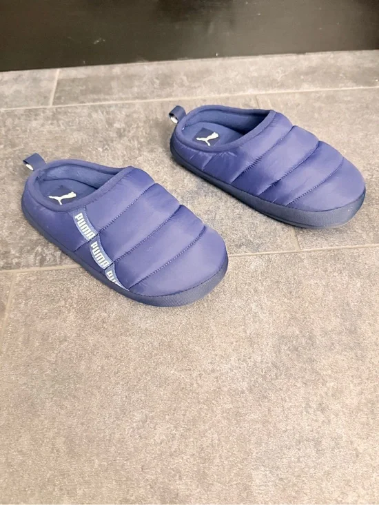 Puma Kids Navy Quilted Slip-On Slippers