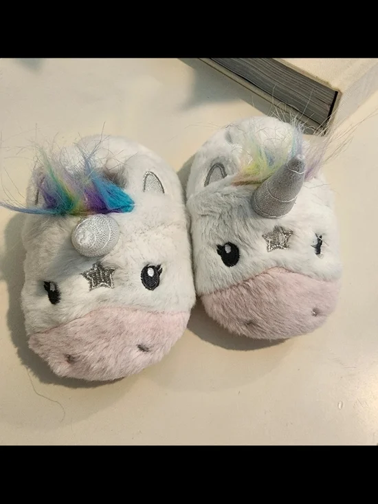 wonder nation White & Pink Unicorn Plush Kids Slippers