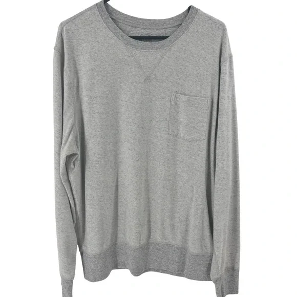 J Crew Mens Gray Long Sleeve Crewneck Sweatshirt‎ Pocket XL