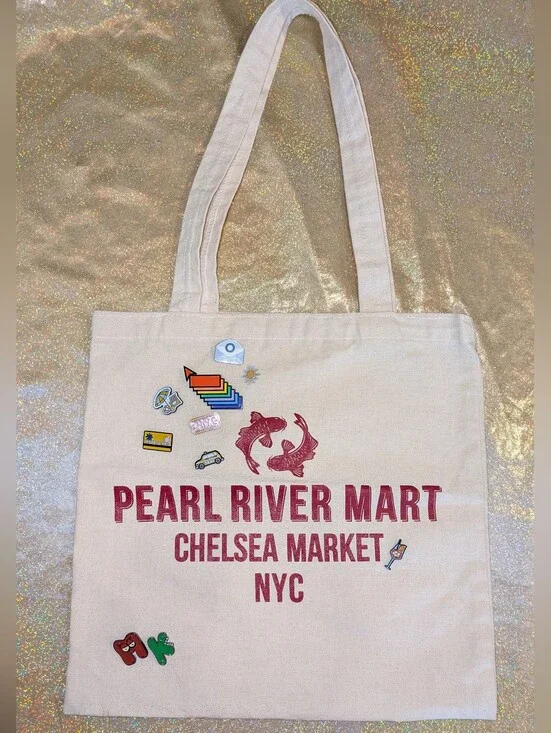 Pearl River Mart Chelsea Market NYC Tote with Many Enamel Pins - ALL NEW
