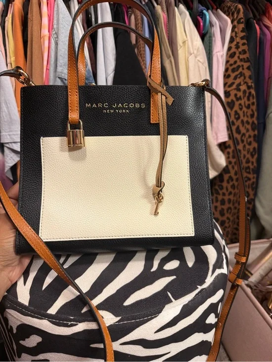 Marc Jacobs Black, Cream & Tan Colorblock Crossbody Tote