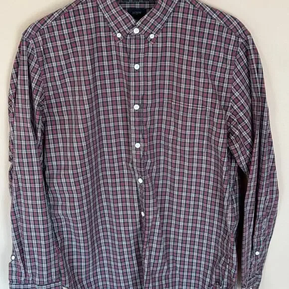 Men’s J. Crew Long Sleeve Red Plaid Shirt Large