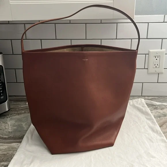 The Row Large N/S Park Tote Bag in Saddle Leather