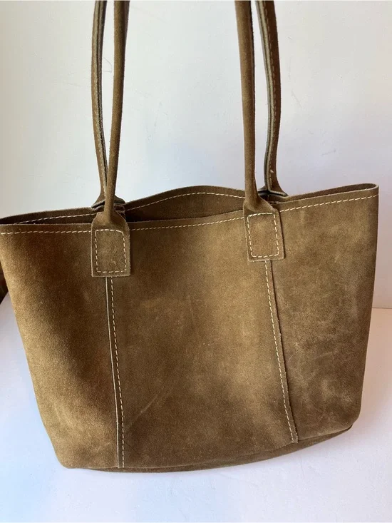 Brown Suede Leather Tote Bag