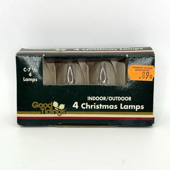 Vintage Good Tidings Indoor Outdoor Christmas‎ Lamps C7½ 120V 5W Bulbs 4 Pack
