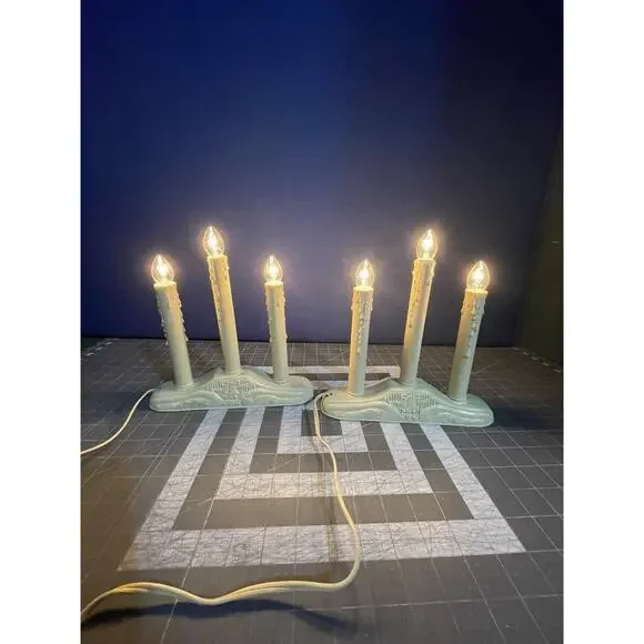 2 Candelabra‎ 3 Light Window Electric Candolier Plastic Drip Christmas
