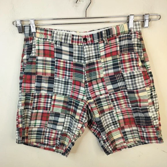 J. Crew Madras Patchwork Plaid Shorts 34 Mens Cotton Preppy Multi-Color Casual