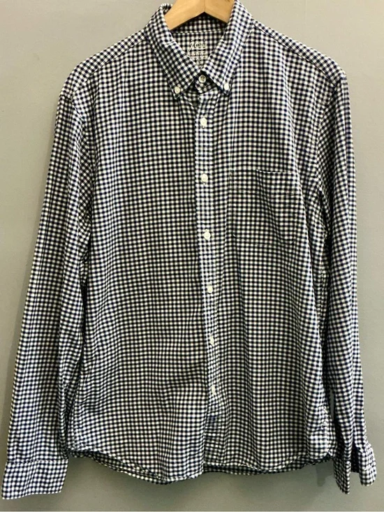 J.Crew Slim Fit Lightweight Oxford Blue & White Button Down Shirt L