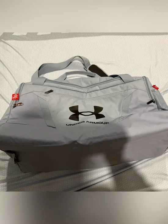 Under Armour Light Gray Duffel with Black Logo