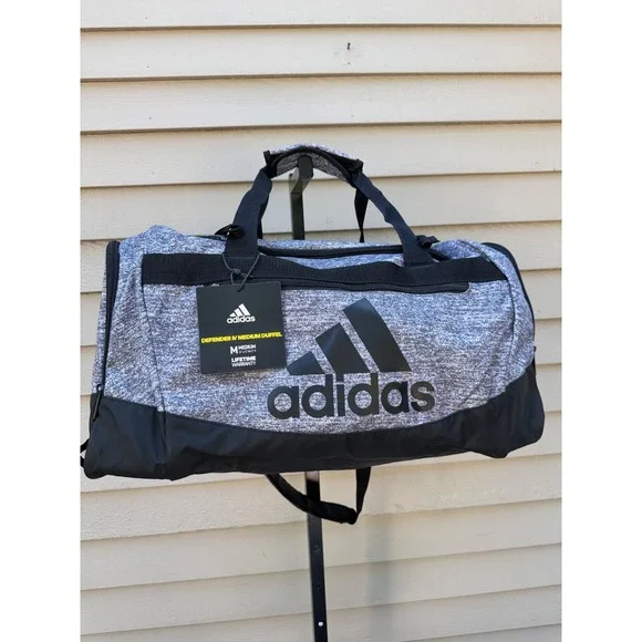 Adidas Defender IV Medium Gym Training Duffel Bag Jersey Onix Grey Padded Handle