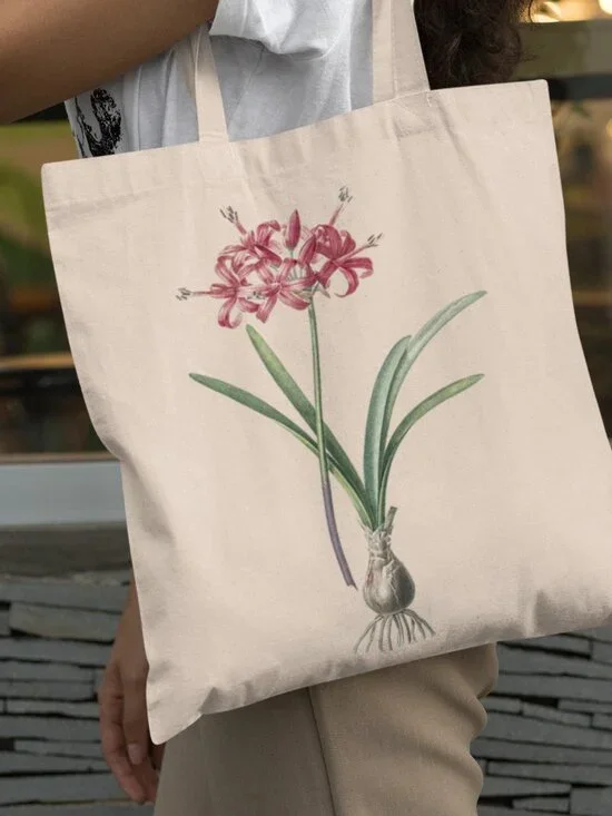 Madonna Lily Vintage Floral Print Graphic Canvas Tote Bag