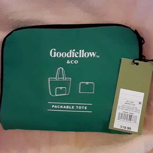 Goodfellow green black packable 2 handle tote bag 20