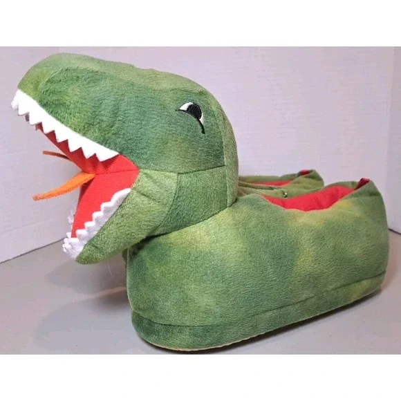 Old Navy Unisex Faux Fur T-Rex Critter‎ Slippers Kids Dinosaur Animal XL 3-4