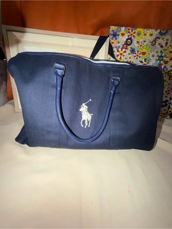 Polo by Ralph Lauren Navy Canvas Duffel with White Pony Logo