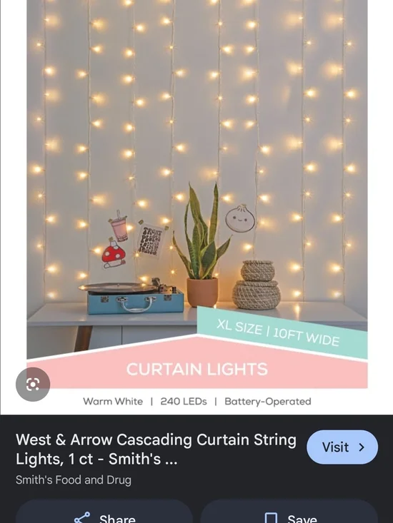 Warm White Curtain String Lights - Battery-Operated
